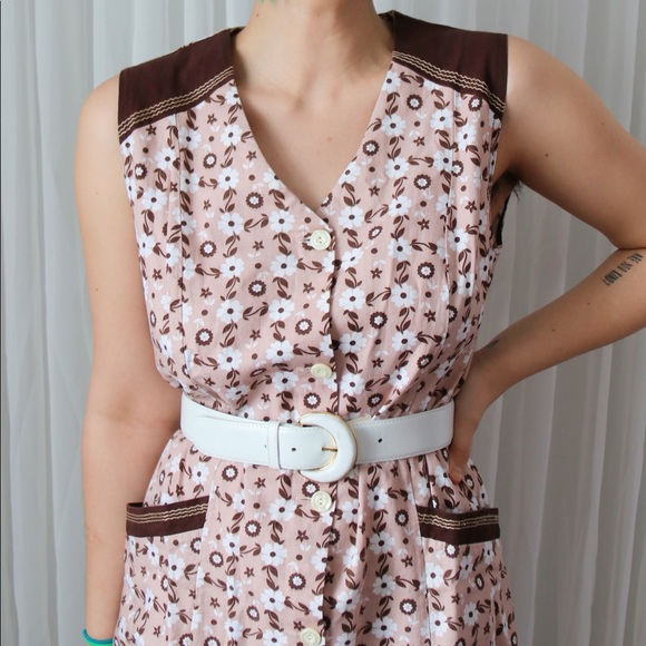 60’s / 70’s Floral Shift Dress with Pockets - Picture 4 of 8